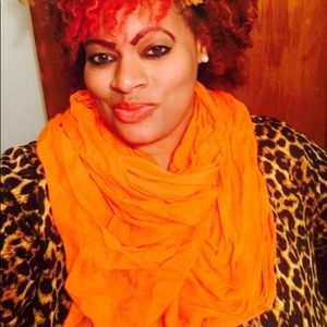 Large Orange Crinkle Wrap Scarf